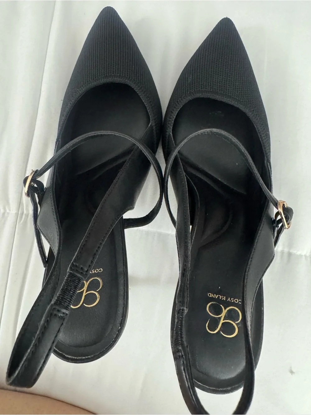 Black Pointed Slingback Heels